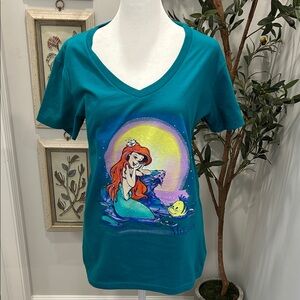 Disney Teal V-Neck Ariel Graphic Tee